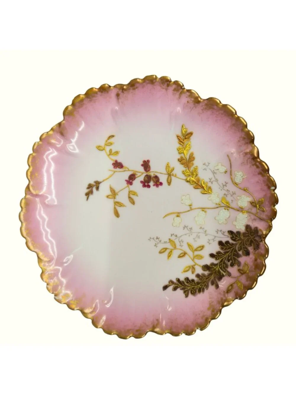 Antique A Klingenberg French Limoges Pink salad plates 7